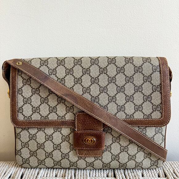 GUCCI GG Supreme Brown Coated Canvas and Leather Bag - Picture 1 of 16